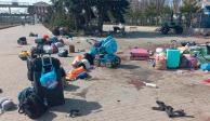 objetos de las personas muertas en la estación de tren en Kramatorsk, ayer.