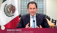 Alejandro Celorio, consultor jurídico de la SRE, emite mensaje en redes, ayer.
