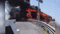 Por su seguridad, transportistas retiraron el bloqueo del puente Reynosa-Pharr tras quema de unidades.