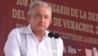 Andrés Manuel López Obrador en la celebración por el 108 Aniversario de la Defensa Patriótica del Puerto de Veracruz