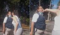 Mujer agrede y escupe en la cara a guardia de seguridad en zona residencial de Metepec.