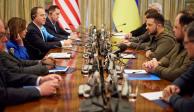 Nancy Pelosi, presidenta de la Cámara de Representantes de Estados Unidos, se reunió en Kiev con el presidente de Ucrania, Volodimir Zelenski