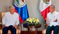 El Presidente Andrés Manuel López Obrador y el primer ministro de Belice, John Briceño