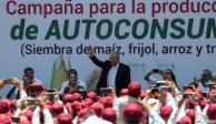 Andrés Manuel López Obrador, Presidente de México, encabezó la jornada de Producción para el autoconsumo que se llevó a cabo en el patio central de Palacio Nacional.