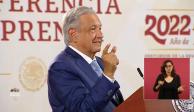 El Presidente Andrés Manuel López Obrador la mañana de este martes 24 de mayo del 2022.