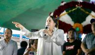 La candidata del PAN a la gubernatura de Oaxaca, Natividad Díaz, durante su cierre de campaña.
