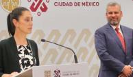La jefa de Gobierno de la Ciudad de México, Claudia Sheinbaum, y el gobernador de Michoacán, Alfredo Ramírez Bedolla, en conferencia de prensa este día