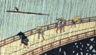 Hiroshige, Lluvia repentina sobre el puente Ohashi, detalle, 1857.