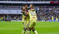 Futbolistas del América festejan un gol en el pasado Torneo Clausura 2022 de la Liga MX.