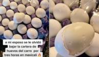 Hombre olvida bajar cartón de huevos de coche y terminan cocidos por el calor (VIDEO).