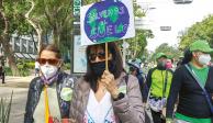 Varios ecologistas   vistieron de verde durante  la manifestación, ayer.