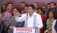 El dirigente nacional de Morena, Mario Delgado, en conferencia de prensa, donde anunció que no se logró un consenso en Edomex para definir candidatura.