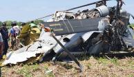La aeronave cayó en una zona de cultivos en Los Mochis, estado de Sinaloa, ayer.