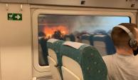 Incendio forestal rodea tren en España; pasajeros viven momentos de pánico (VIDEO).
