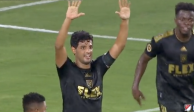Carlos Vela festeja su gol durante el encuentro de la MLS entre LAFC y Seattle Sounders.