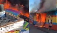 Incendio en feria de Tulancingo consume 4 locales y deja daños en escuela