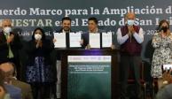 Zoé Robledo y José Ricardo Gallardo Cardona firmaron acuerdo para ampliar el programa IMSS-Bienestar en San Luis Potosí.