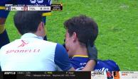 Rodrigo Dourado, del Atlético de San Luis, salió de cambio por el choque de cabezas