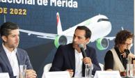 El gobernador Mauricio Vila y el director General de Viva Aerobus, Juan Carlos Zuazua, anuncian que Aeropuerto Internacional de Mérida tendrá una nueva base operativa de la aerolínea