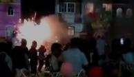 Se registra explosión de pirotecnia durante fiesta patronal  de Villa de San Nicolás Coatepec la noche del sábado 10 de septiembre