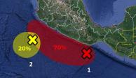Vigilan 2 posibles ciclones en el Pacífico
