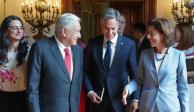 El presidente de México, Andrés Manuel López Obrador acompañado del secretario de Estado de Estados Unidos, Antony Blinken y la  secretaria de Comercio de Estados Unidos, Gina Raimondo