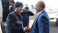 Evo Morales fue recibido por el&nbsp;subsecretario para América Latina y el Caribe de la SRE, Maximiliano Reyes Zúñiga,