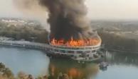 Se registra fuerte incendio en un edificio en Teherán, Irán (VIDEOS)
