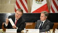 Ebrard muestra en reunión donde participaron 5 secretarios de México y 3 de EU, el origen de  las armas que llegan aquí.