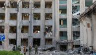 El edificio de la administración, en Ucrania, fue bombardeado.