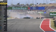 Momento del choque entre Fernando Alonso y Lance Stroll en el Gran Premio de Estados Unidos de F1.