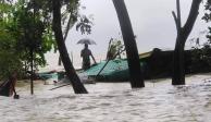 Inundación en la isla Dhalchar, en Bangladesh, provocada por ciclón tropical