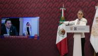 La Jefa de Gobierno de la Ciudad de México, Claudia Sheinbaum, muestra una diapositiva sobre el caso de Ariadna Fernanda López