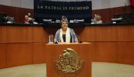 Raquel Buenrostro, titular de la Secretaría de Economía, ayer durante su comparecencia en el Senado.
