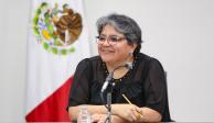 La secretaria de Economía, Raquel Buenrostro, durante la Cámara de Comercio México-Estados Unidos
