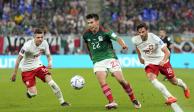 Hirving Lozano, en acción, el pasado 22 de noviembre durante el duelo entre México y Polonia en el debut del Tricolor en la Copa del Mundo Qatar 2022.