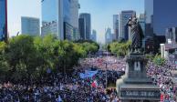 Manifestantes en apoyo a la administración de López Obrador, ayer.