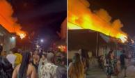 Se registra incendio en hoteles de la isla de Holbox, en Cancún.