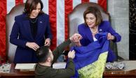 Zelenski, ayer en la Cámara de Representantes con Kamala Harris y  Nancy Pelosi.