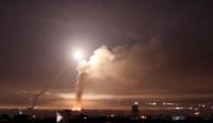 El impacto de un misil visto desde Damasco el 10 de mayo de 2018
