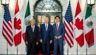 Cumbre de Líderes de América del Norte entre mandatarios de México (izq.), Estados Unidos (centro) y Canadá (der.).
