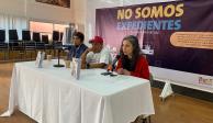 Integrantes de la organización y colectivos, durante la presentación, ayer.