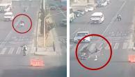 Las imágenes muestra la secuencia del incidente donde un "biker" atropella a un policía en Tecamac
