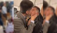 Durante una boda, invitado besa apasionadamente a novio y él no lo rechaza; celebración termina en pleito