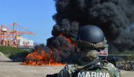 Marina y FGR incineran 433 kilogramos de cocaína en Manzanillo, Colima