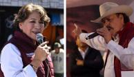 En la imagen, los candidatos de Morena, Delfina Gómez y Armando Guadiana, quienes buscan en 2023 las gubernaturas del Edomex y Coahuila respectivamente&nbsp;