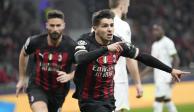 Brahim Díaz celebra el gol del Milan ante el Tottenham en la ida de octavos de final de Champions League