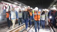 La Jefa de Gobierno de la Ciudad de México, Claudia Sheinbaum, durante su recorrido de este sábado por remodelación de la L1 del Metro.
