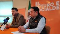 El dirigente estatal de MC en Zacatecas, Marco Vinicio Flores, durante la conferencia de prensa ofrecida ayer.