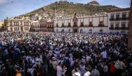 Concentración en el Zócalo de Zacatecas, ayer.